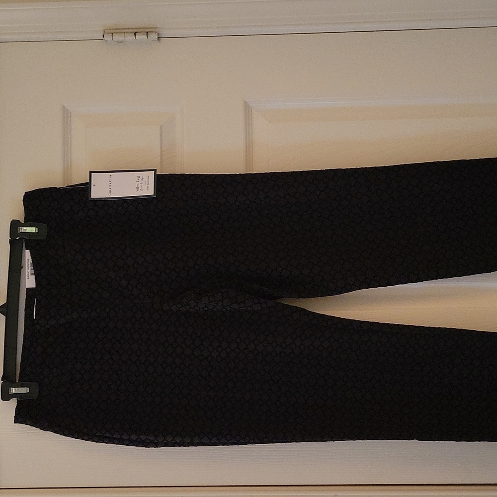 Carter club slim legs stretch velour patterns pants